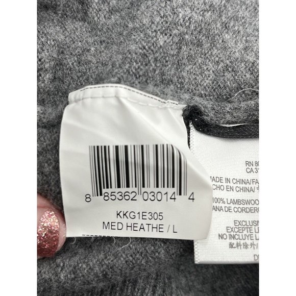 BCBG MAXAZRIA 100% lambswool GRay V-NECK SHORT SLEEVE 2 POCKETS ZIP SWEATER L - Picture 7 of 8